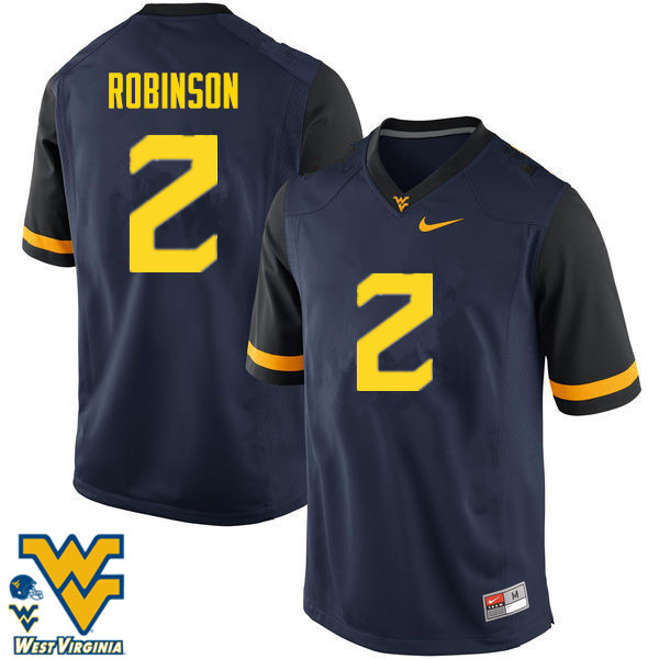 NCAA Men's Kenny Robinson West Virginia Mountaineers Navy #2 Nike Stitched Football College Authentic Jersey XP23D11TY
